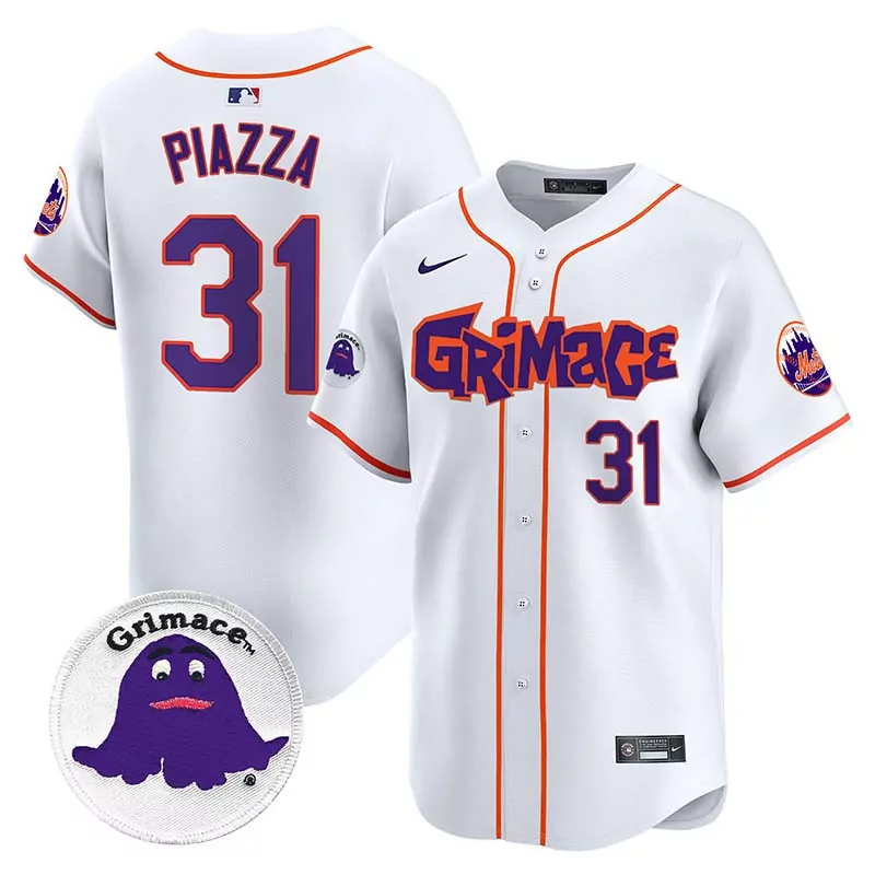 Mike Piazza 31 New York Mets Jersey White Grimace Men Authentic Alternate Custom Design