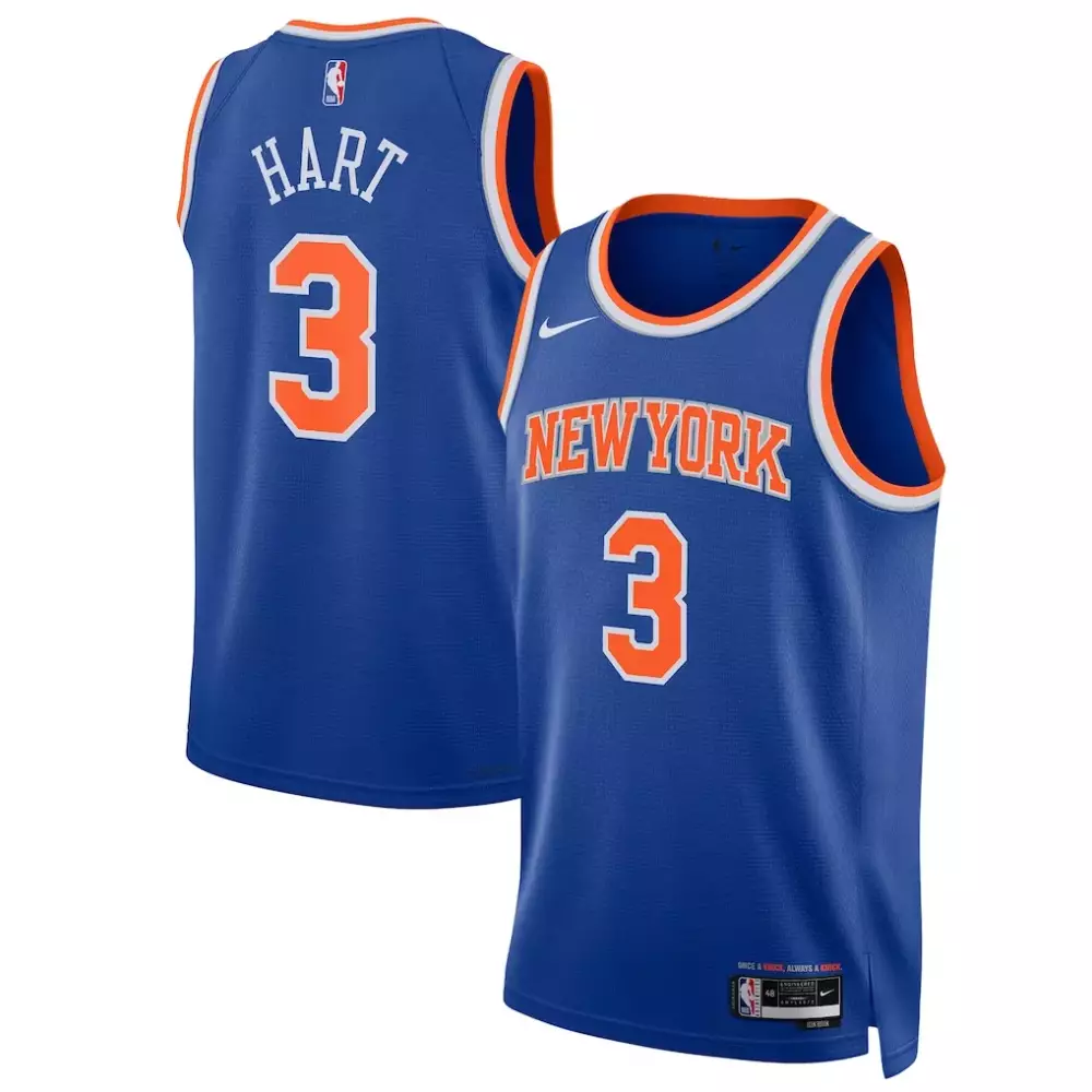 Josh Hart 3 New York Knicks Jersey Blue Men Authentic Orange White Unisex Swingman