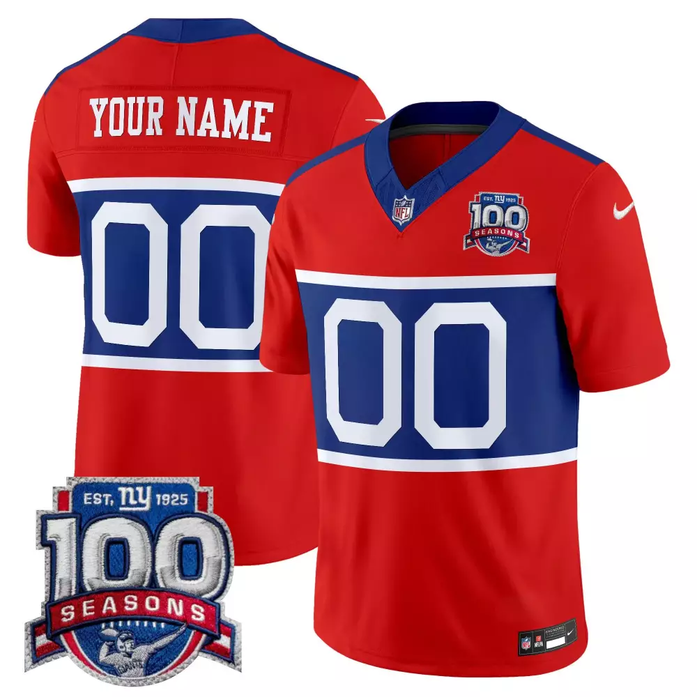 Custom New York Giants Jersey Red 100 Seasons Men Replica Blue White Vapor All Stitched