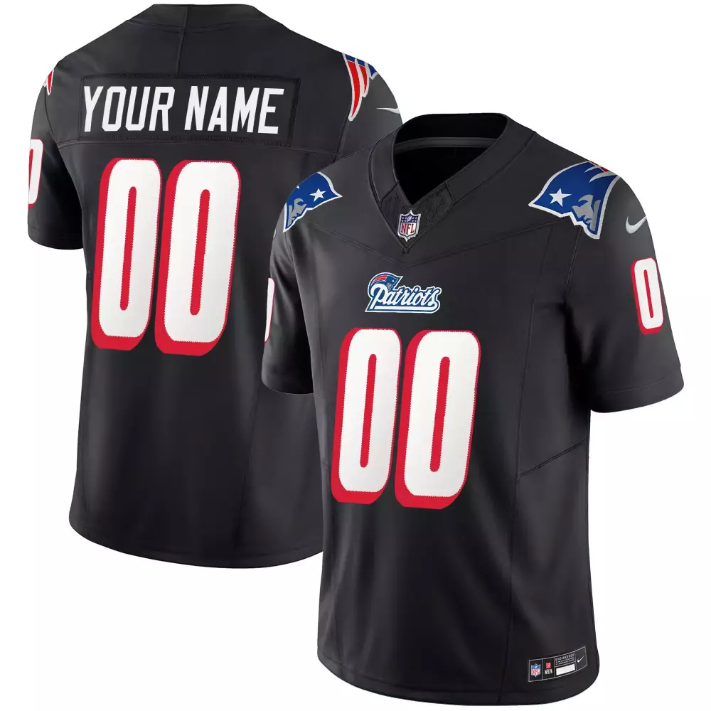 Custom New England Patriots Jersey Black Men N/a Alternate Red White Blue Throwback