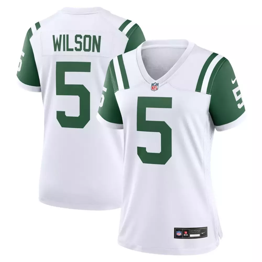 Garrett Wilson 5 New York Jets Jersey White Women Replica Alternate Green Classic