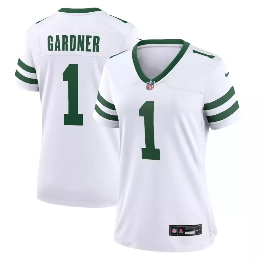 Sauce Gardner 1 New York Jets Jersey White Women Stitched Alternate Green Game Legacy