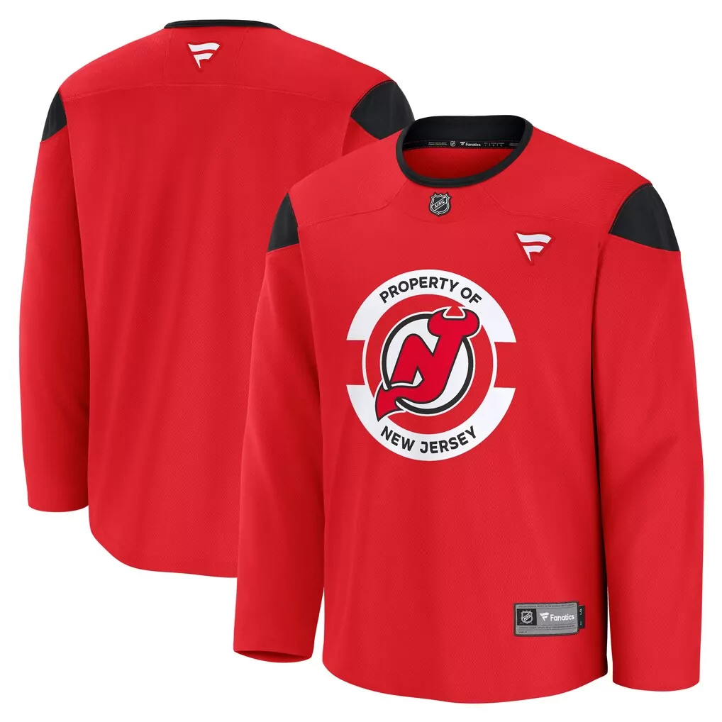 Custom New Jersey Devils Red Property Of Men Replica Black