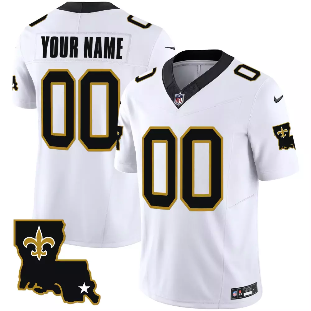 Custom New Orleans Saints Jersey White Men Stitched Alternate Black Gold Legacy Vapor