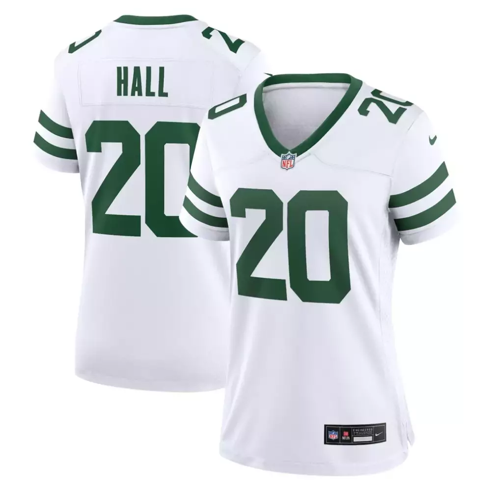 Breece Hall 20 New York Jets Jersey White Women Stitched Alternate Green Game Legacy