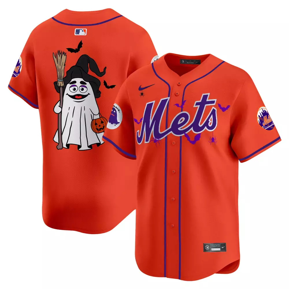 Custom New York Mets Jersey Orange Halloween Men Authentic Alternate Design Purple
