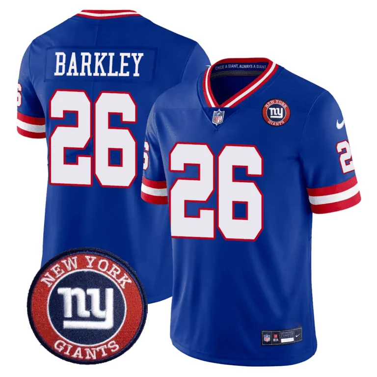 Saquon Barkley 26 New York Giants Jersey Blue Men Stitching Red White Limited All