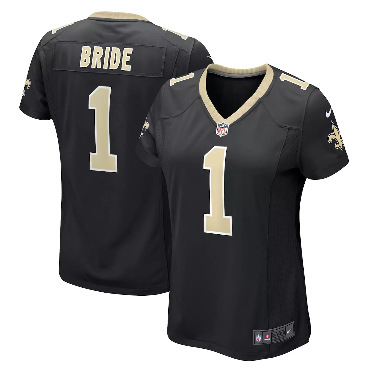 Bride 1 New Orleans Saints Jersey Black Women Replica Gold Game