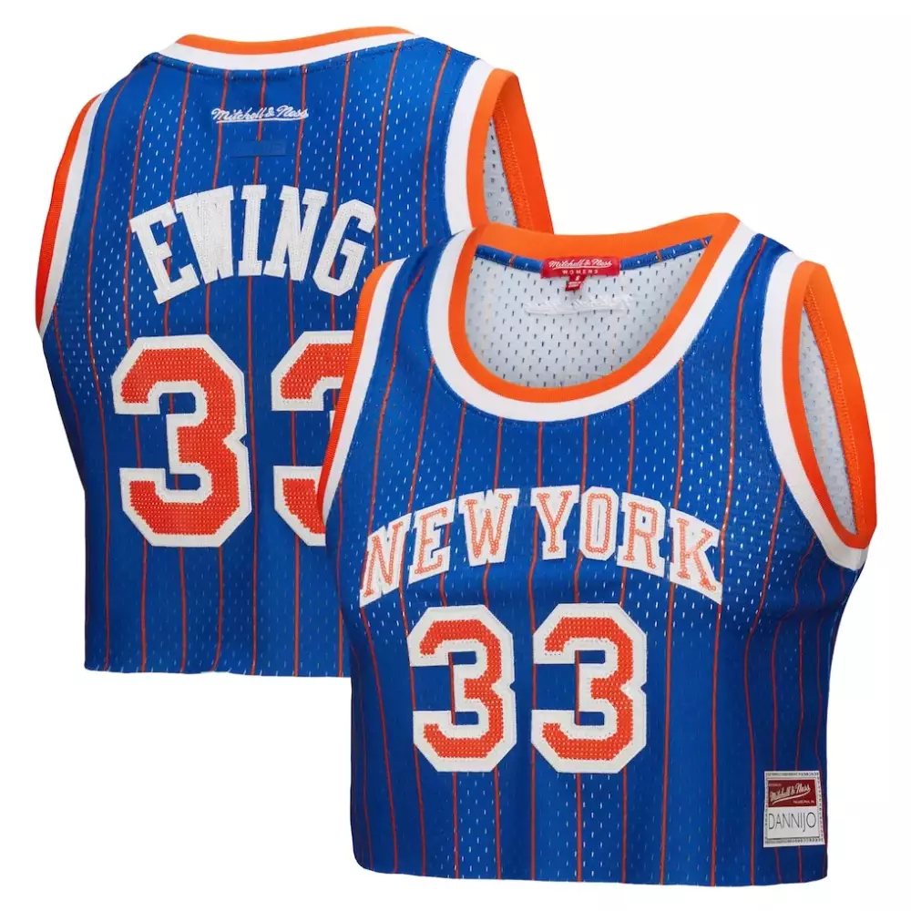 Patrick Ewing 33 New York Knicks Jersey Blue Women Stitched Orange White Fashion