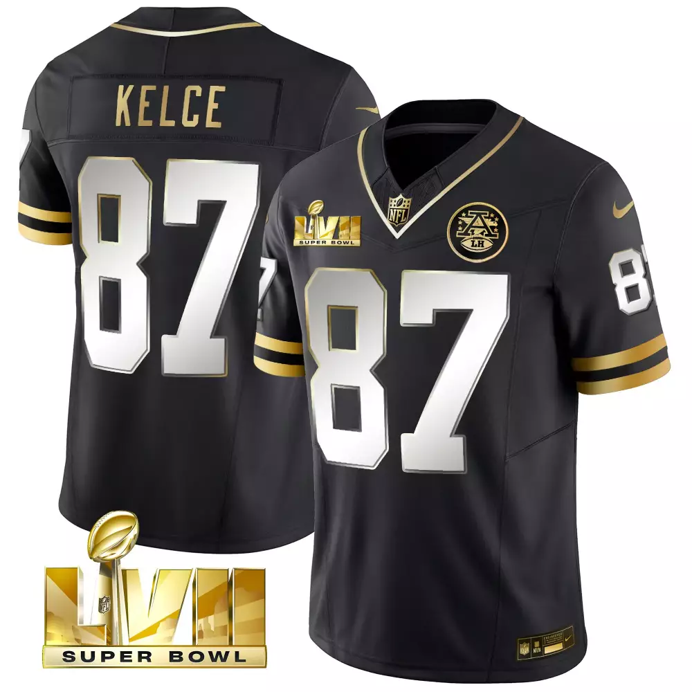 Travis Kelce 87 Jersey Black Super Bowl Lvii Kansas City Chiefs Men Authentic Alternate