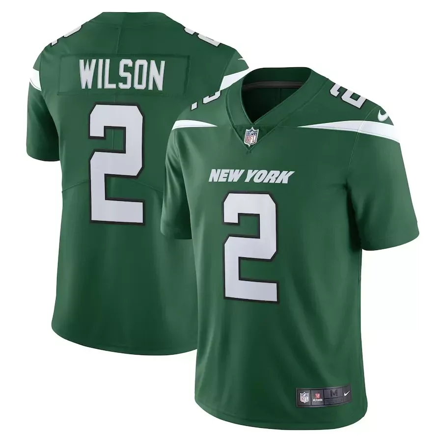 Garrett Wilson 2 New York Jets Jersey Green Men Stitched White Game Vapor Limited