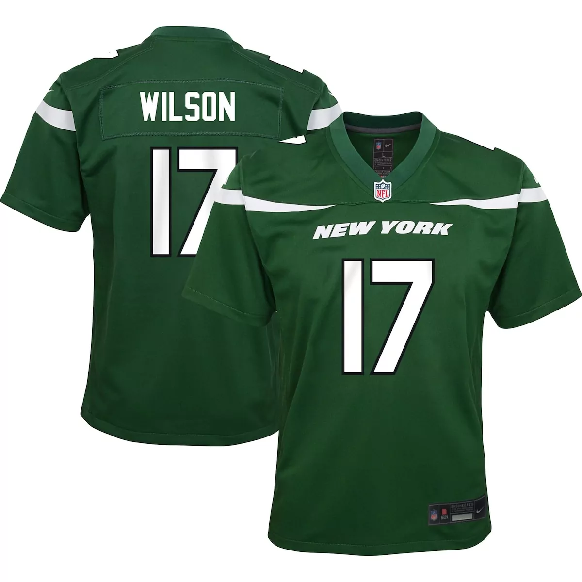 Garrett Wilson 17 New York Jets Jersey Green Men Stitched White Game