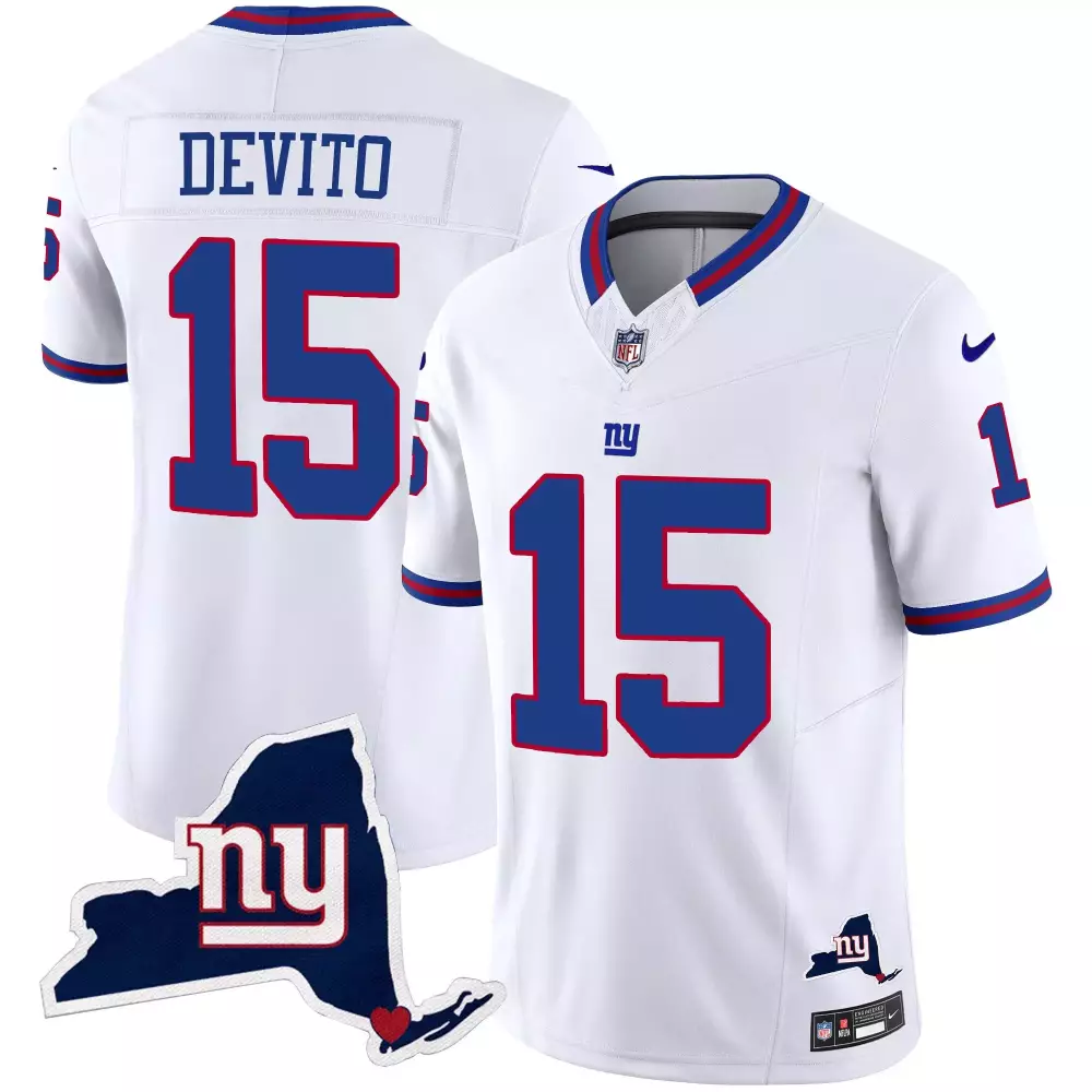 Tommy Devito 15 New York Giants Jersey White Men Stitched Alternate Blue Red Limited