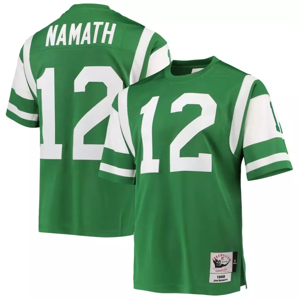 Joe Namath 12 New York Jets Jersey Green Throwback Men Stitched Design White Authentic