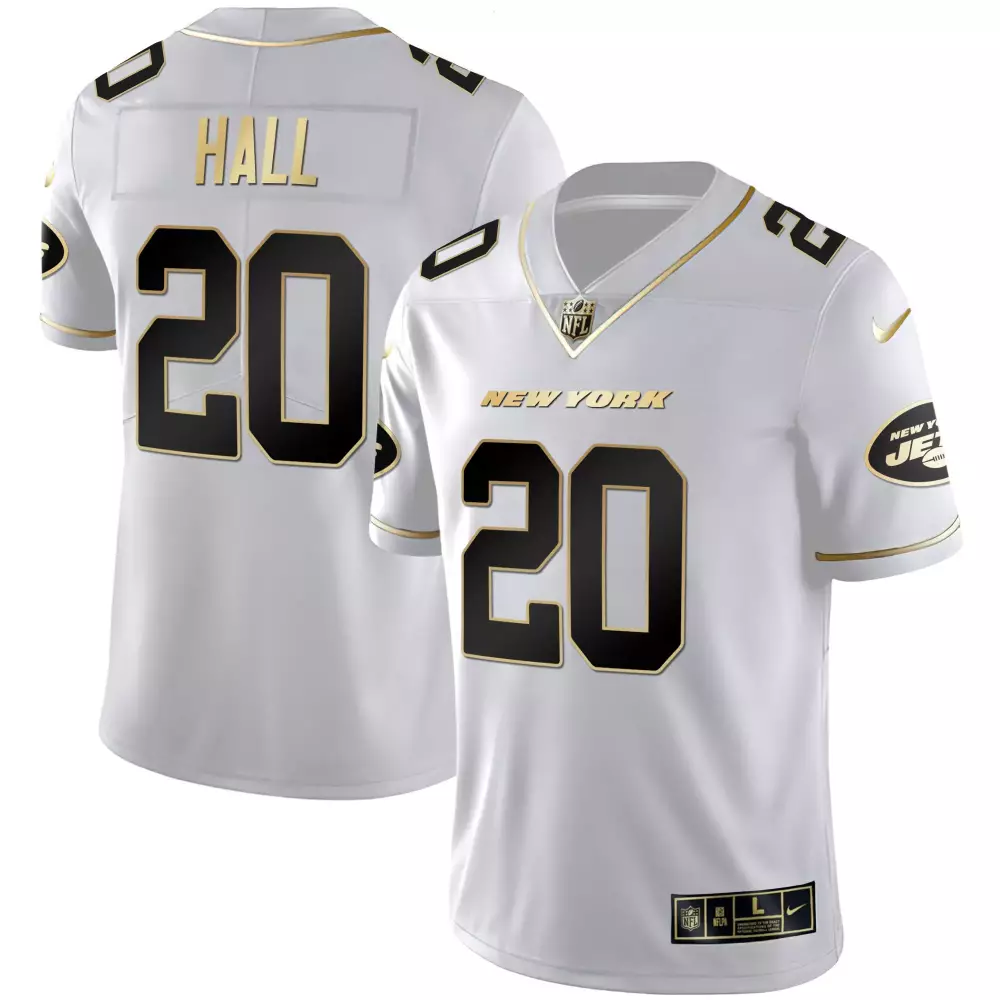 Breece Hall 20 New York Jets Jersey White Men Authentic Alternate Black Gold All