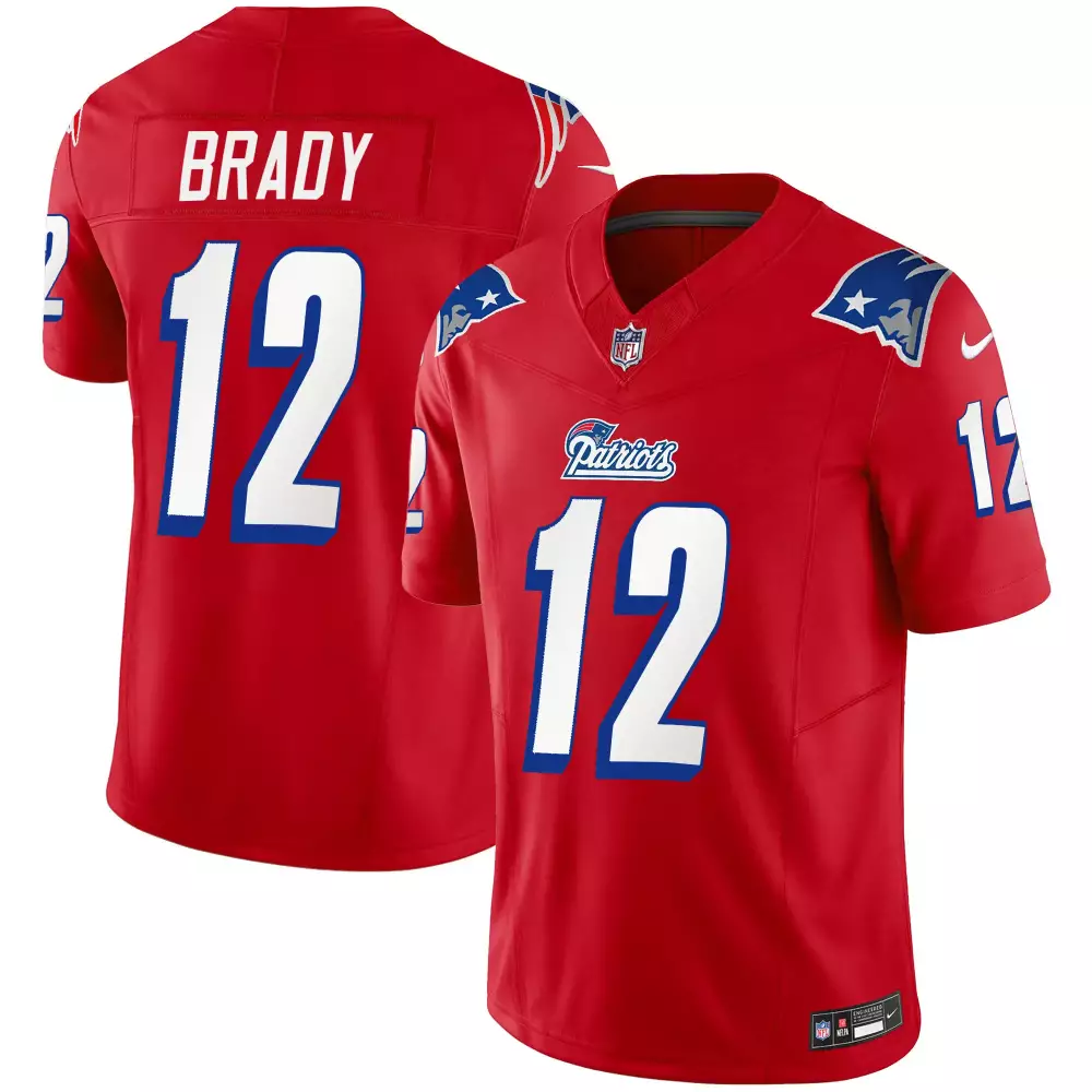 Tom Brady 12 New England Patriots Jersey Red Men Standard Alternate Blue White Throwback