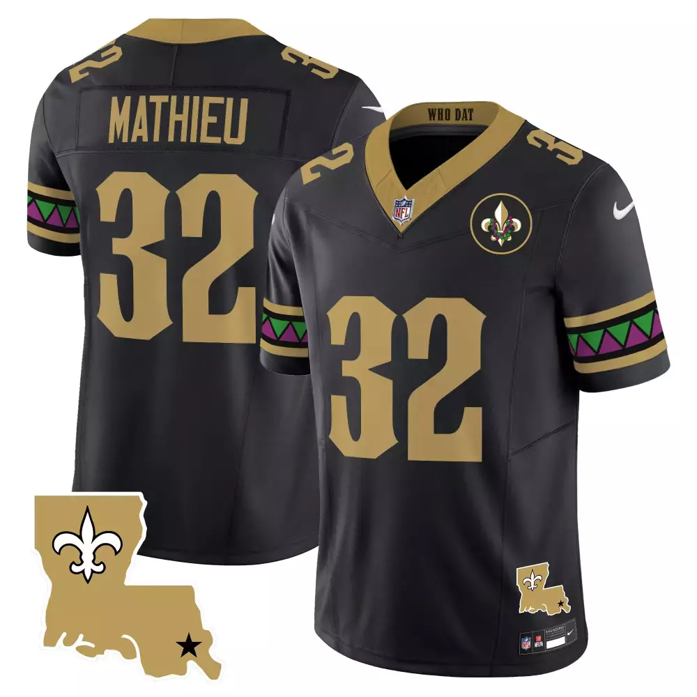 Tyrann Mathieu 32 Jersey Black City Connect New Orleans Saints Men Authentic Custom Design