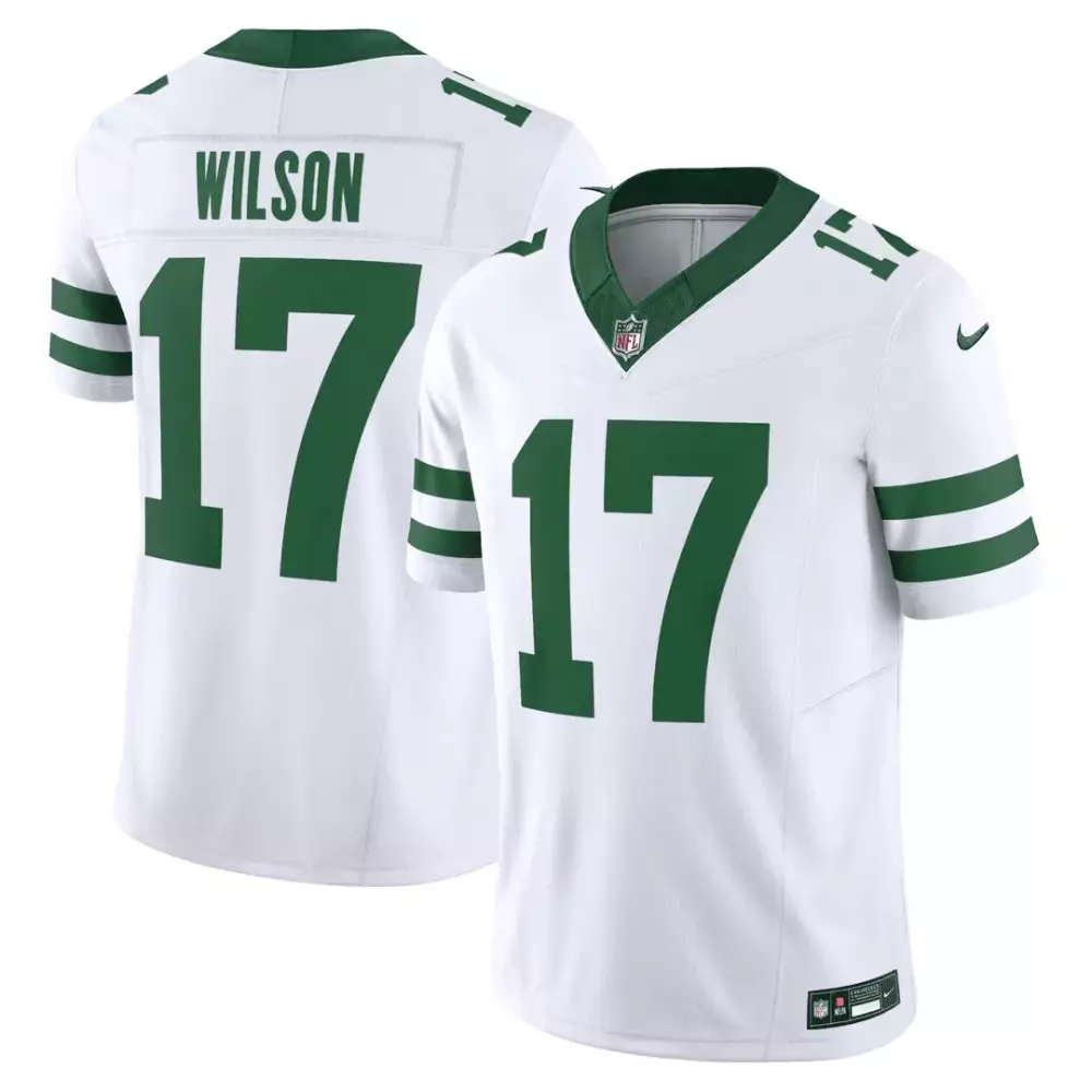 Garrett Wilson 17 New York Jets Jersey White Men Authentic Green Stitched