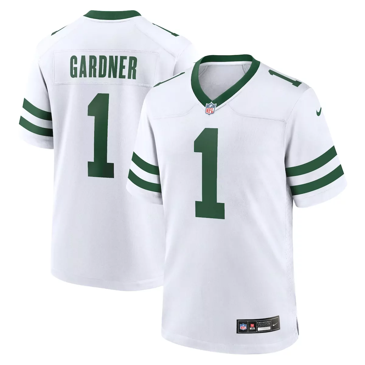 Sauce Gardner 1 New York Jets Jersey White Men Stitched Alternate Green Legacy Game