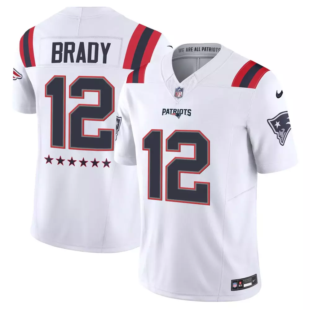 Tom Brady 12 New England Patriots Jersey White Men Authentic Alternate Navy Blue