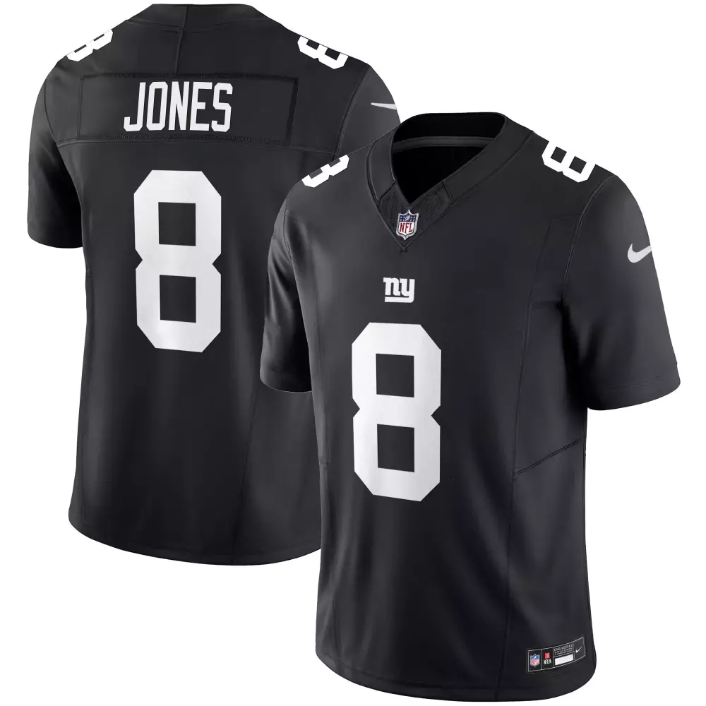 Jones 8 New York Giants Jersey Black Men Authentic White Stitched