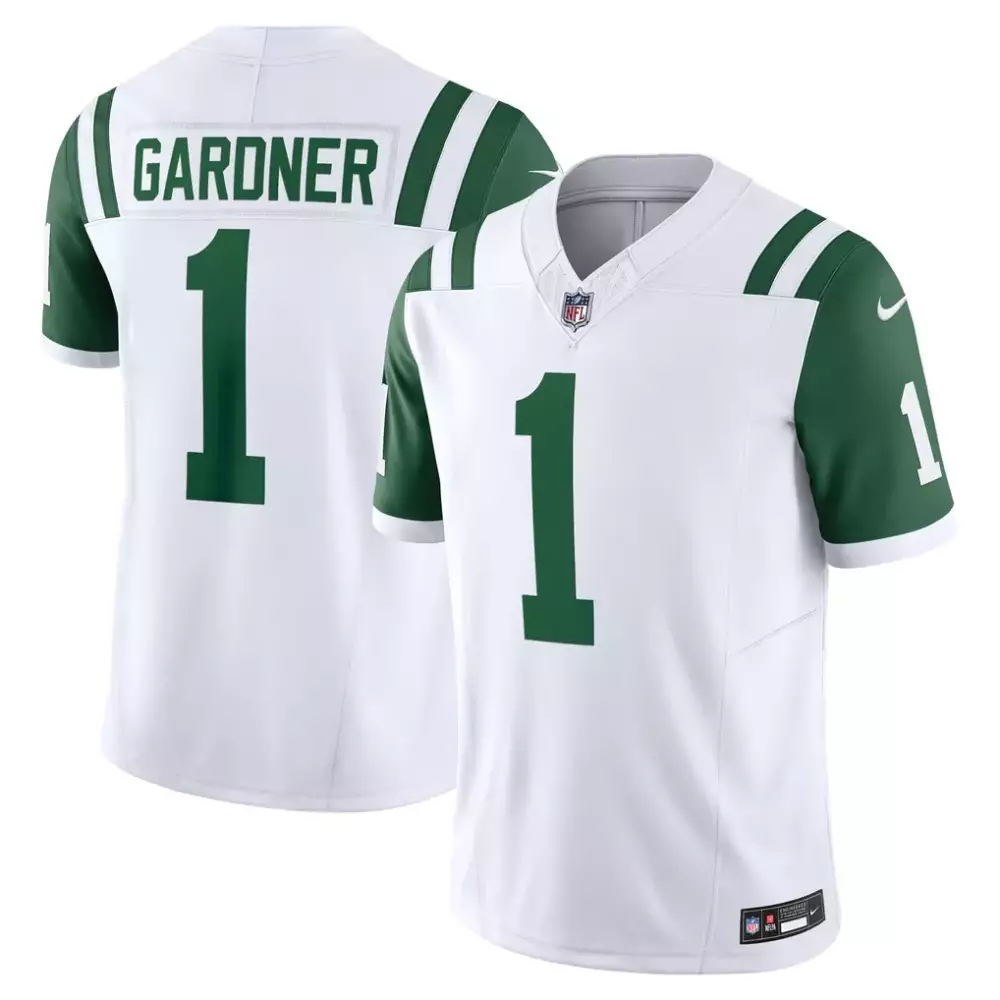 Sauce Gardner 1 New York Jets Jersey White Men Authentic Alternate Green Classic