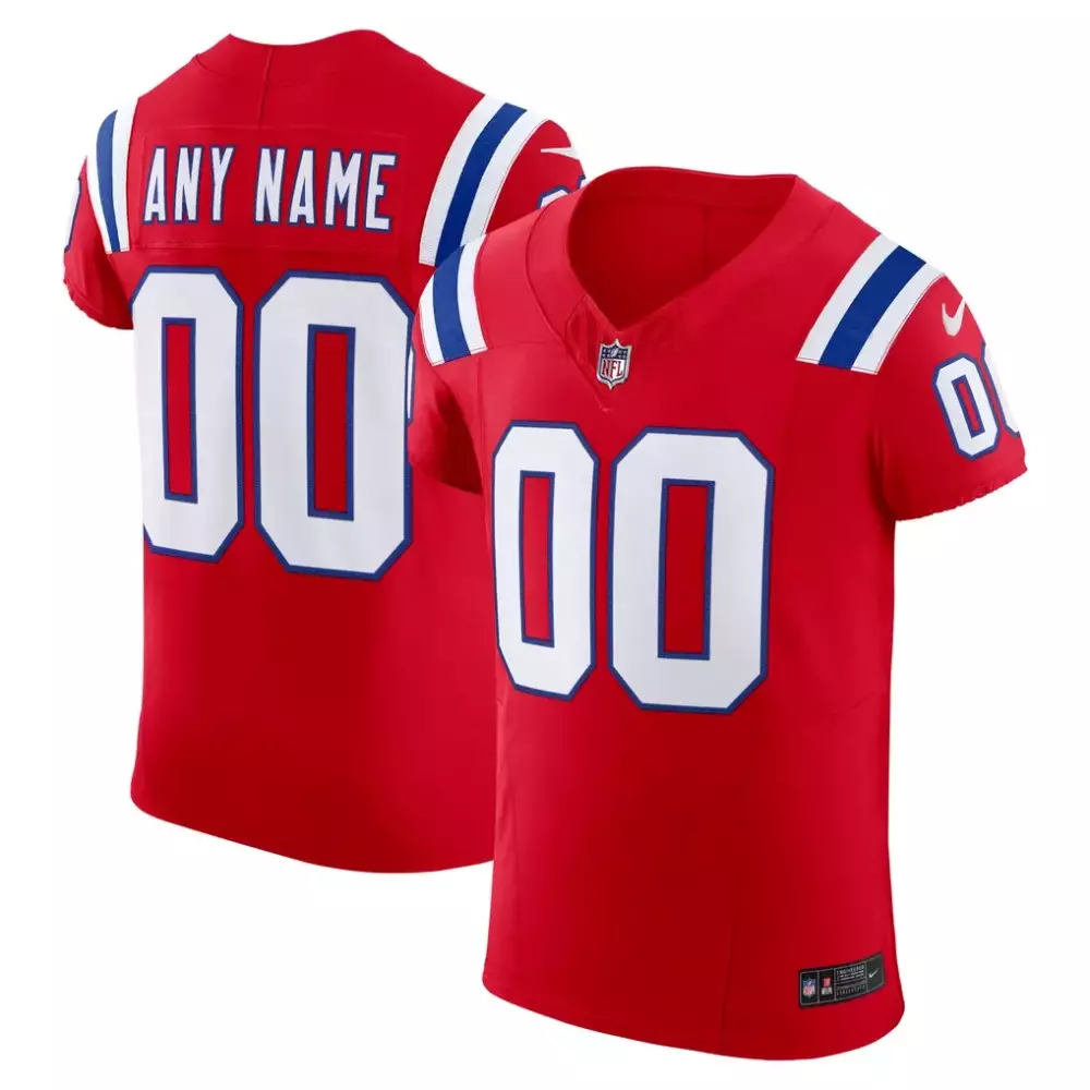 Custom New England Patriots Jersey Red Null Men Authentic Alternate Blue White Vapor