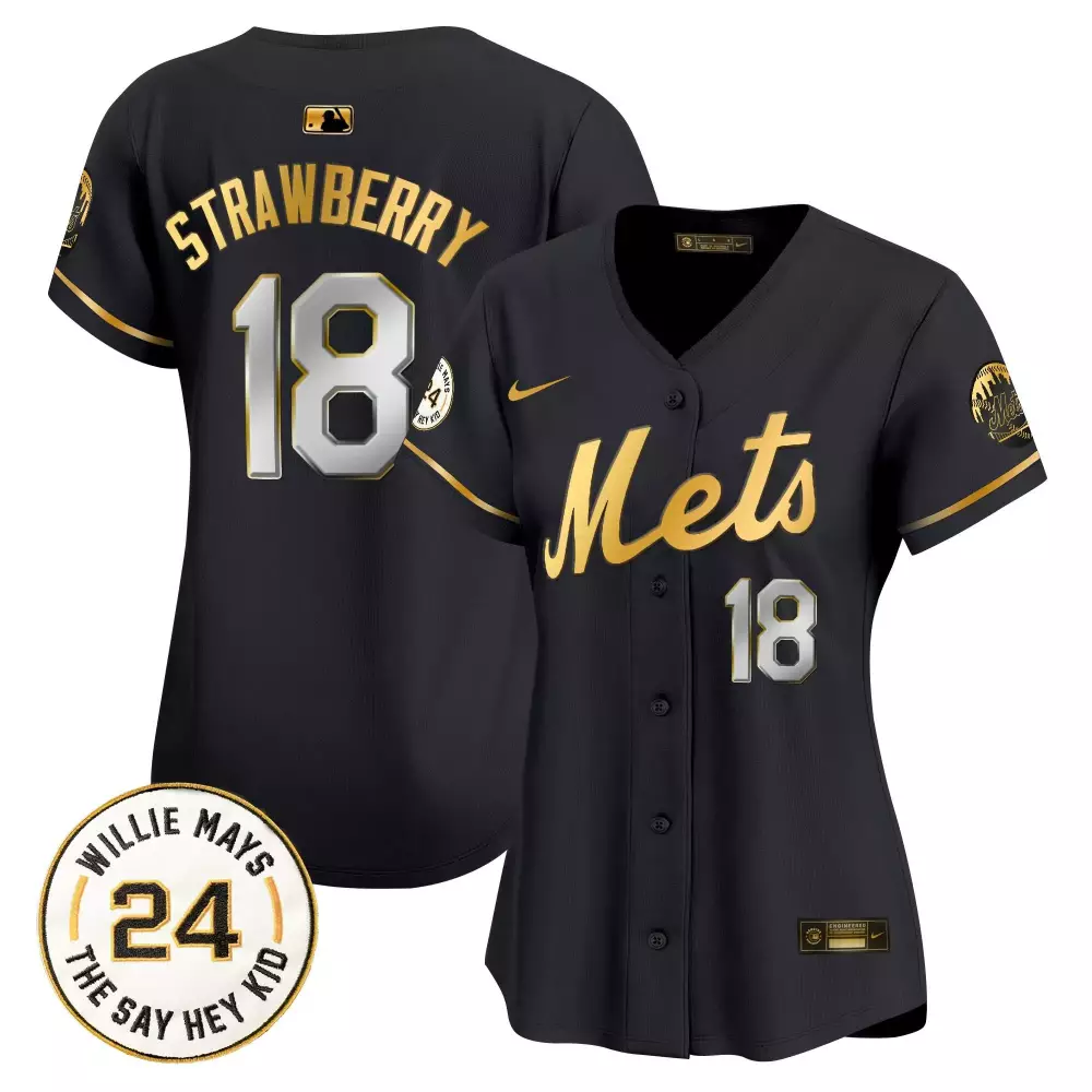 Darryl Strawberry 18 Jersey Black Willie Mays 24 The Say Hey Kid New York Mets Women