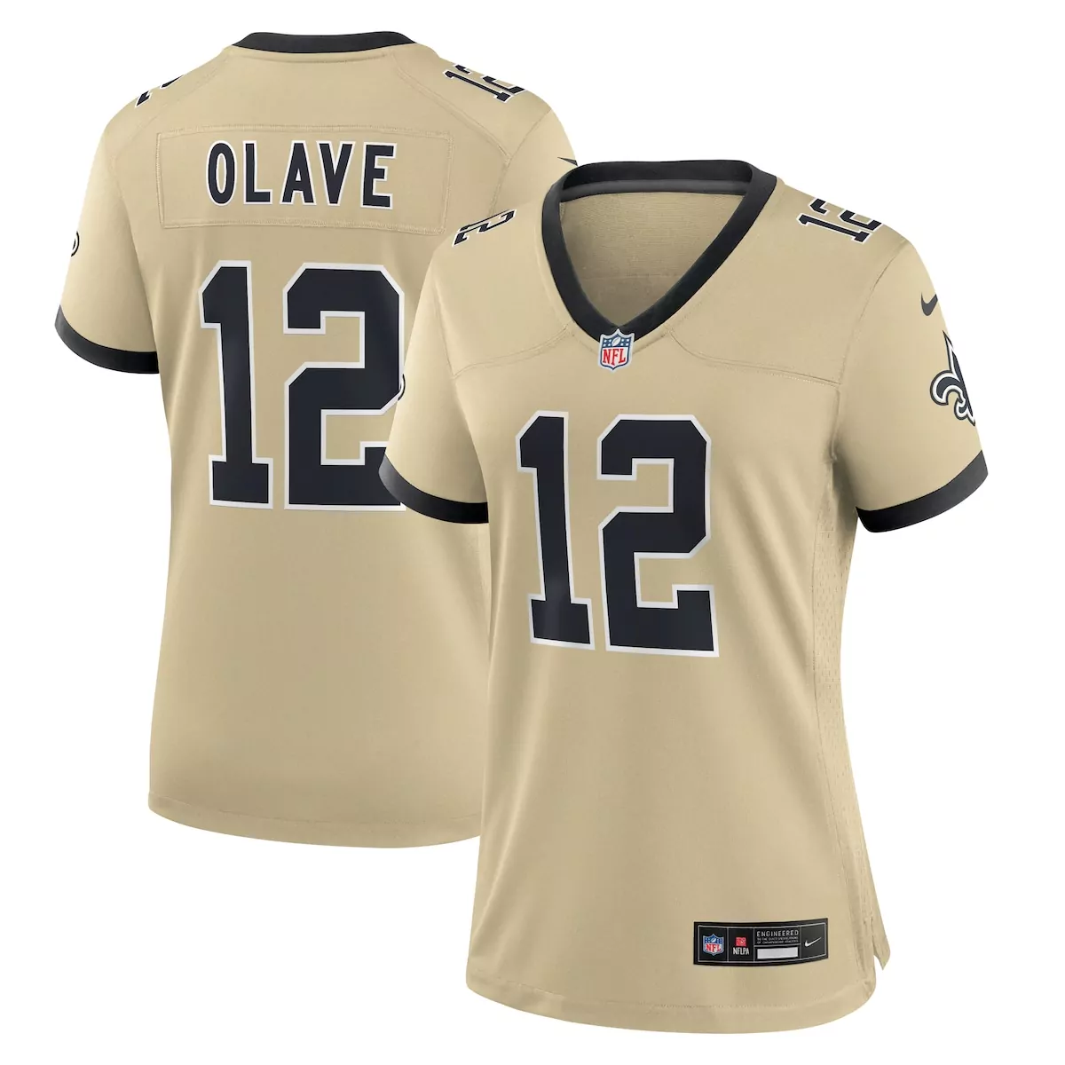 Chris Olave 12 New Orleans Saints Jersey Gold Men Stitched Alternate Black Gameday