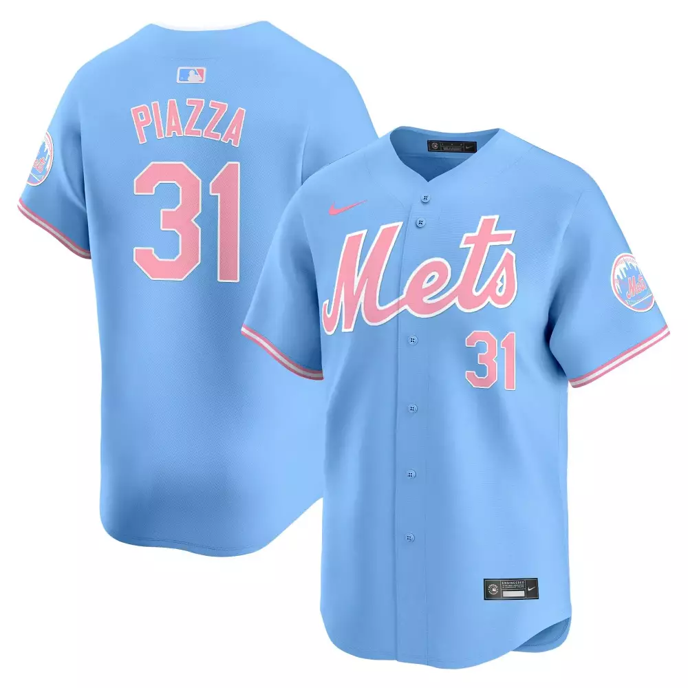 Mike Piazza 31 New York Mets Jersey Blue Men Replica Alternate Pink White Unisex