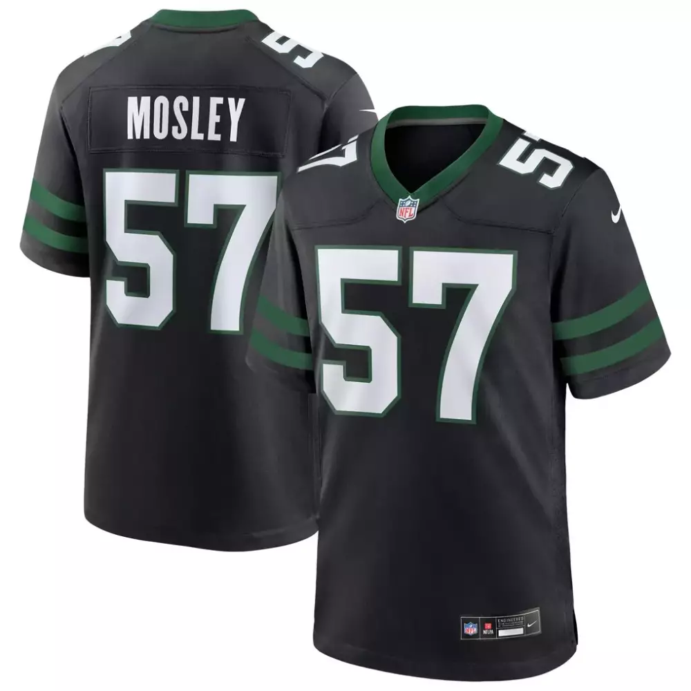Mosley 57 New York Jets Jersey Black Gothic Sin City Men Authentic Alternate White