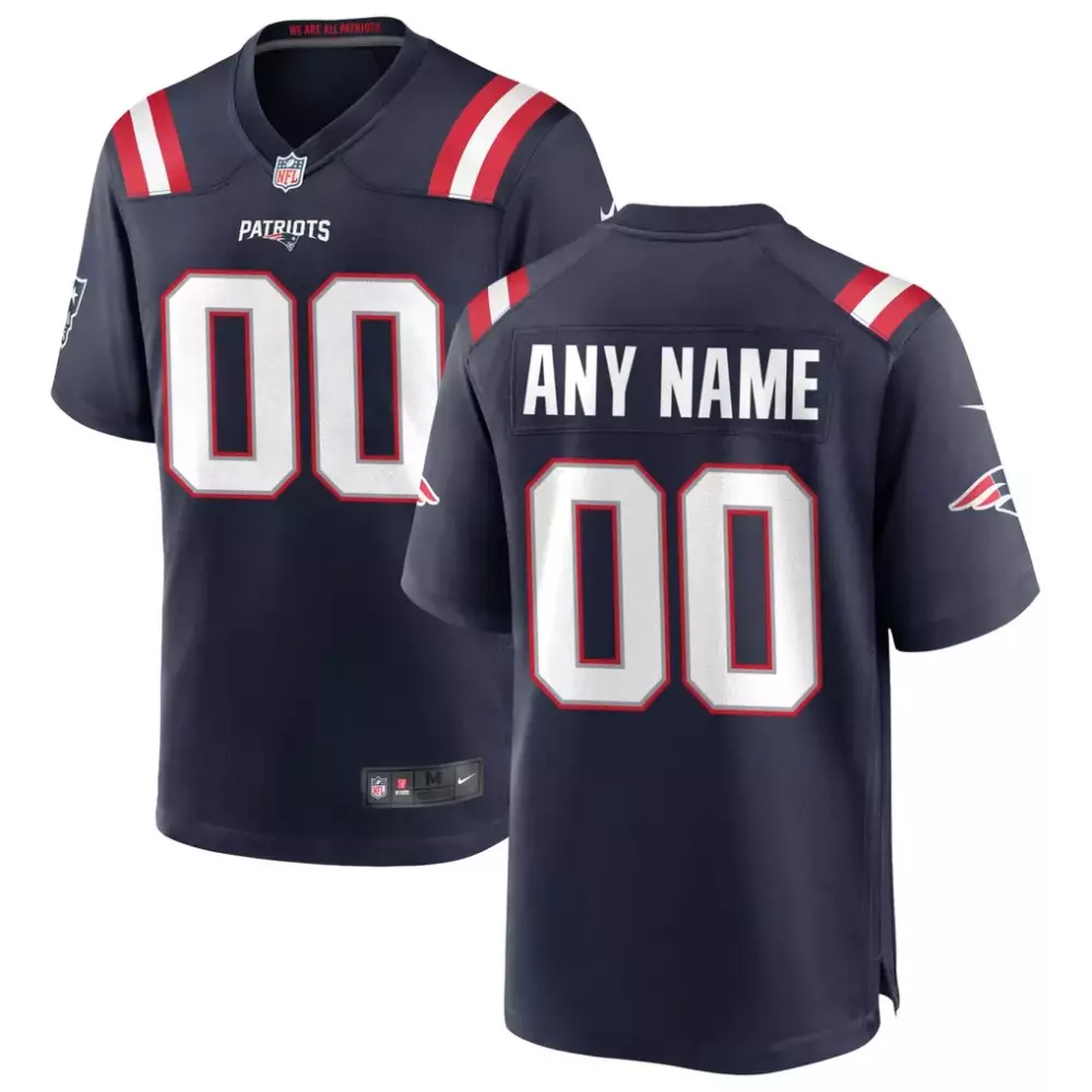 Custom New England Patriots Jersey Navy Men Stitched Red White Game