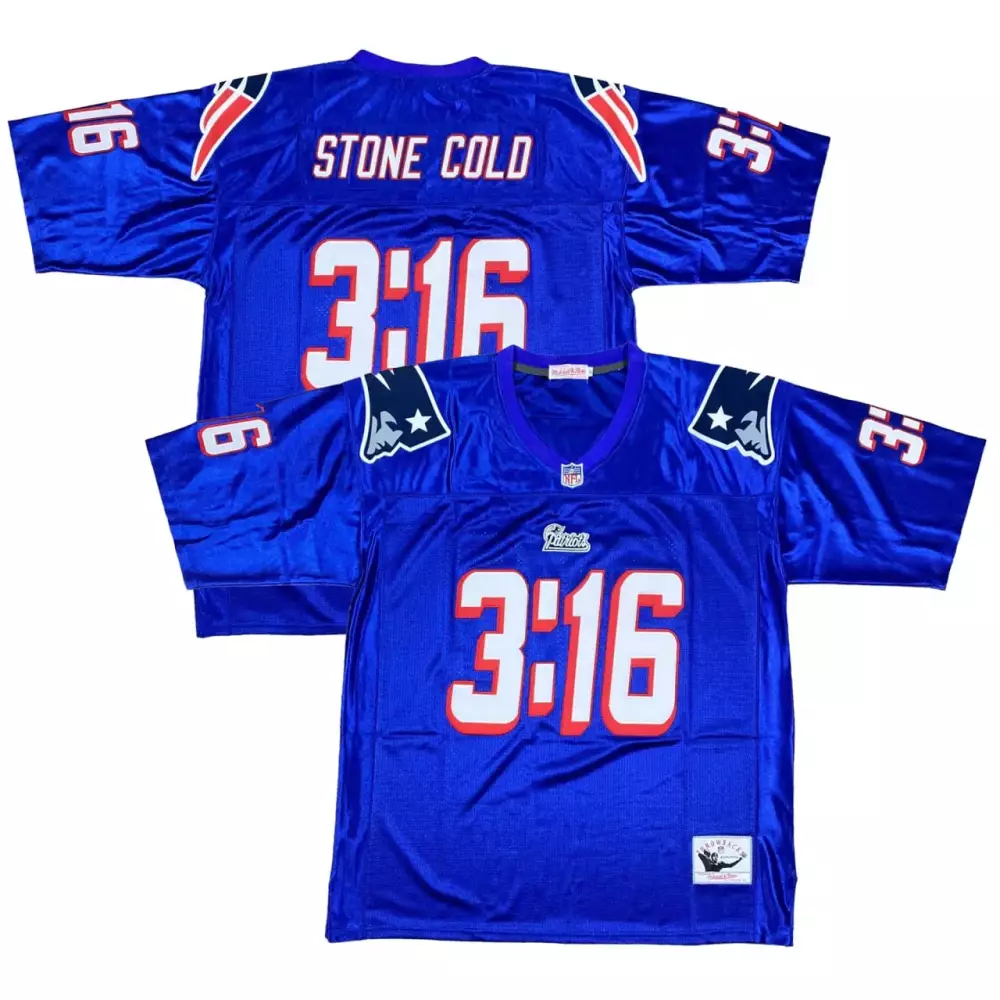 Stone Cold 16 Jersey Blue Steve Austin New England Patriots Men Replica Red White
