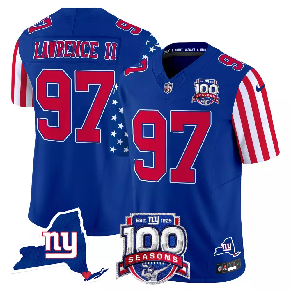 Dexter Lawrence 97 Jersey Blue New York Giants 100 Seasons Men Authentic Red White
