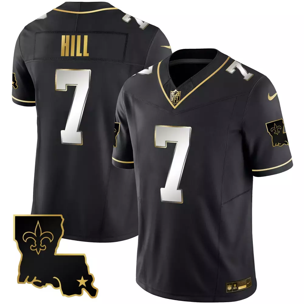 Taysom Hill 7 New Orleans Saints Jersey Black Gothic Sin City Men Authentic Gold