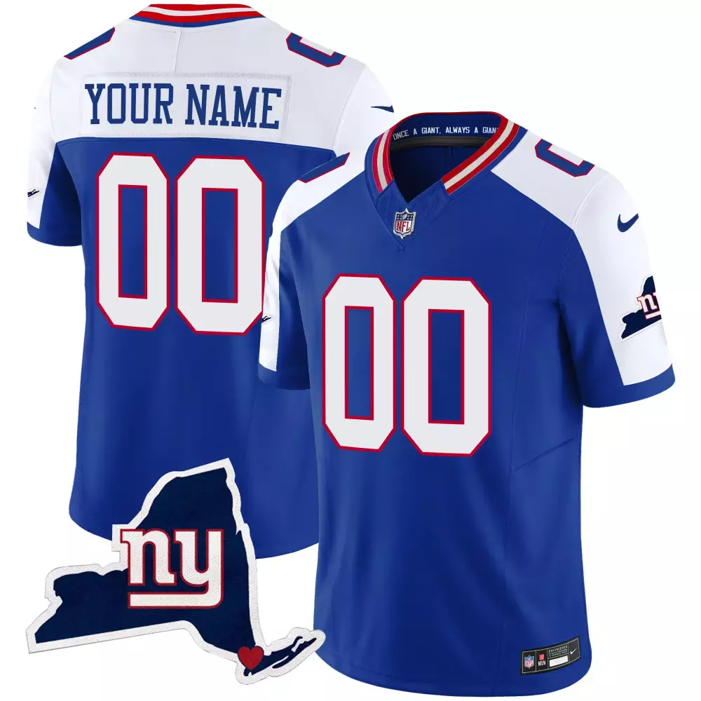 Custom New York Giants Jersey Royal Blue Men Stitched White Red Alternate Limited
