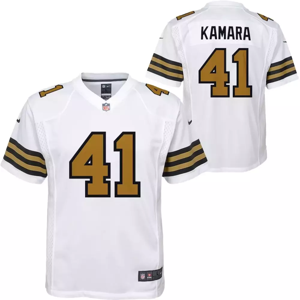 Alvin Kamara 41 Jersey White New Orleans Saints Men Stitched Alternate Black Gold
