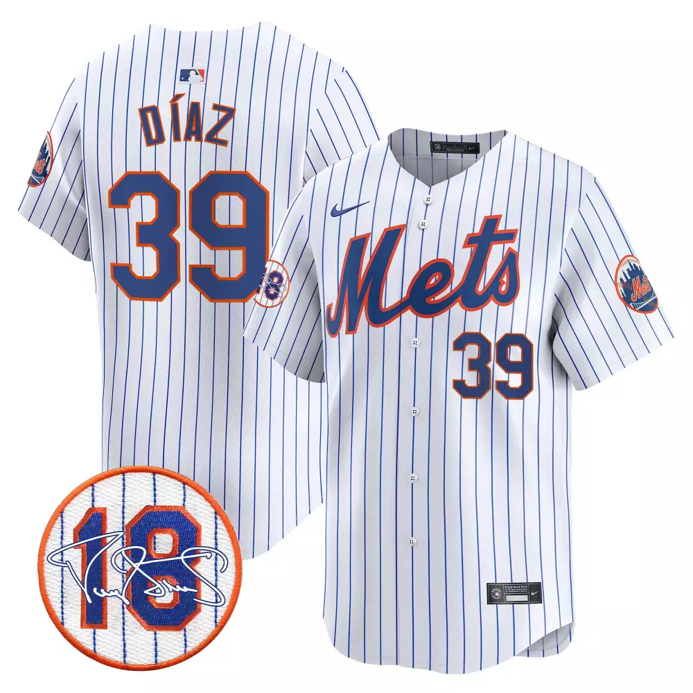 Edwin Diaz 39 New York Mets Jersey White Men Stitched Blue Orange Vapor Premier Limited