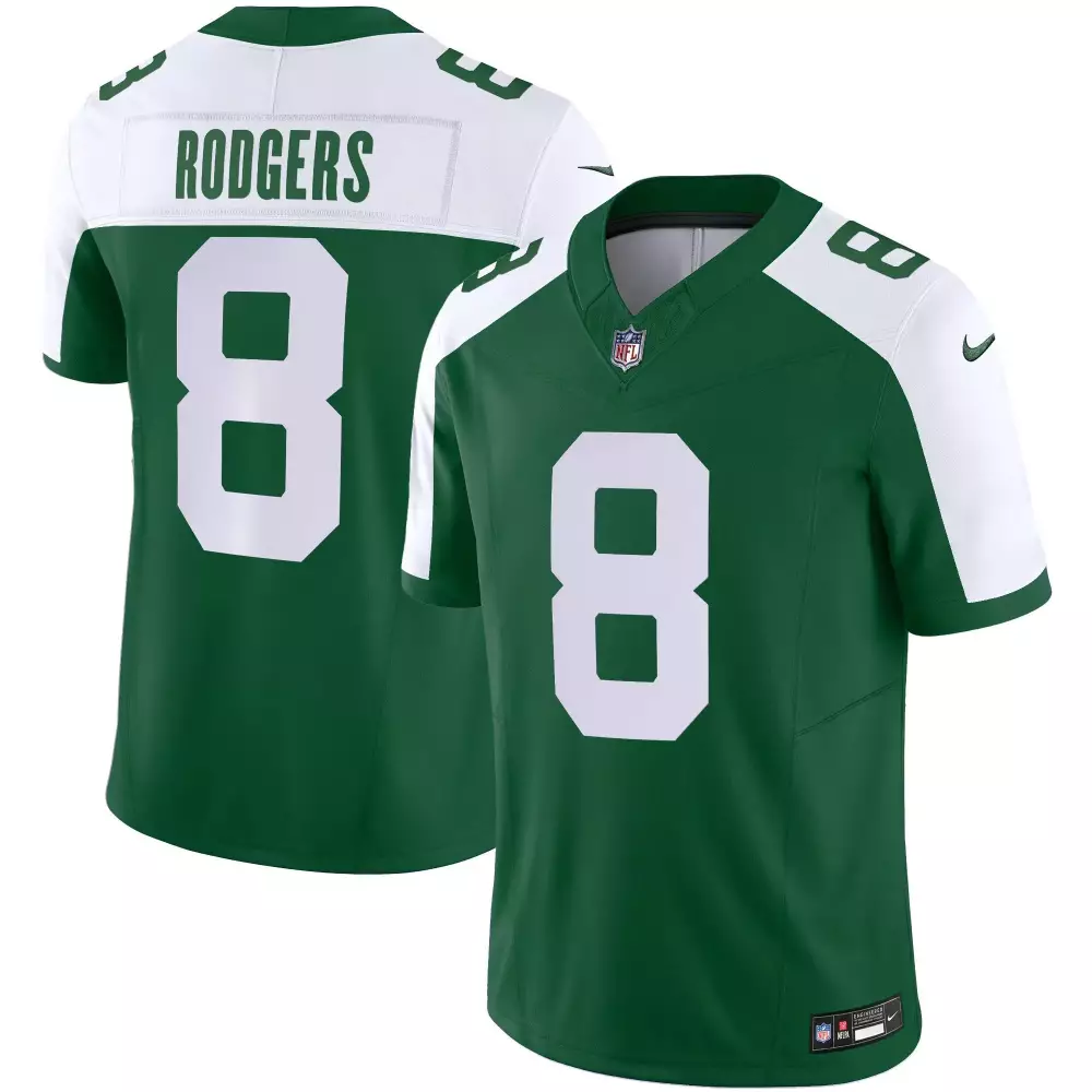 Aaron Rodgers 8 New York Jets Jersey Green Men Authentic White Alternate Legacy Limited