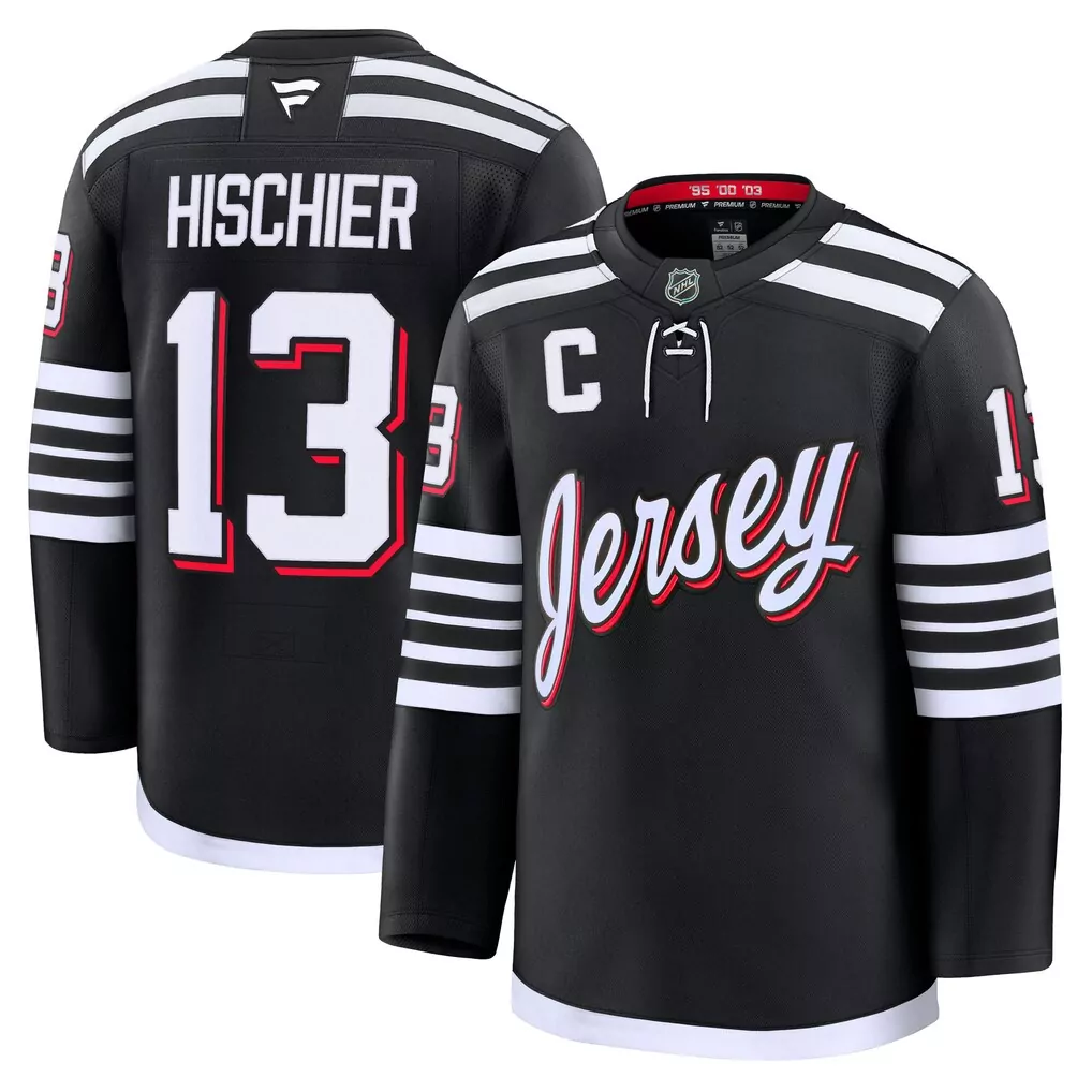 Nico Hischier 13 Jersey Black New Devils Men Authentic White Red Alternate