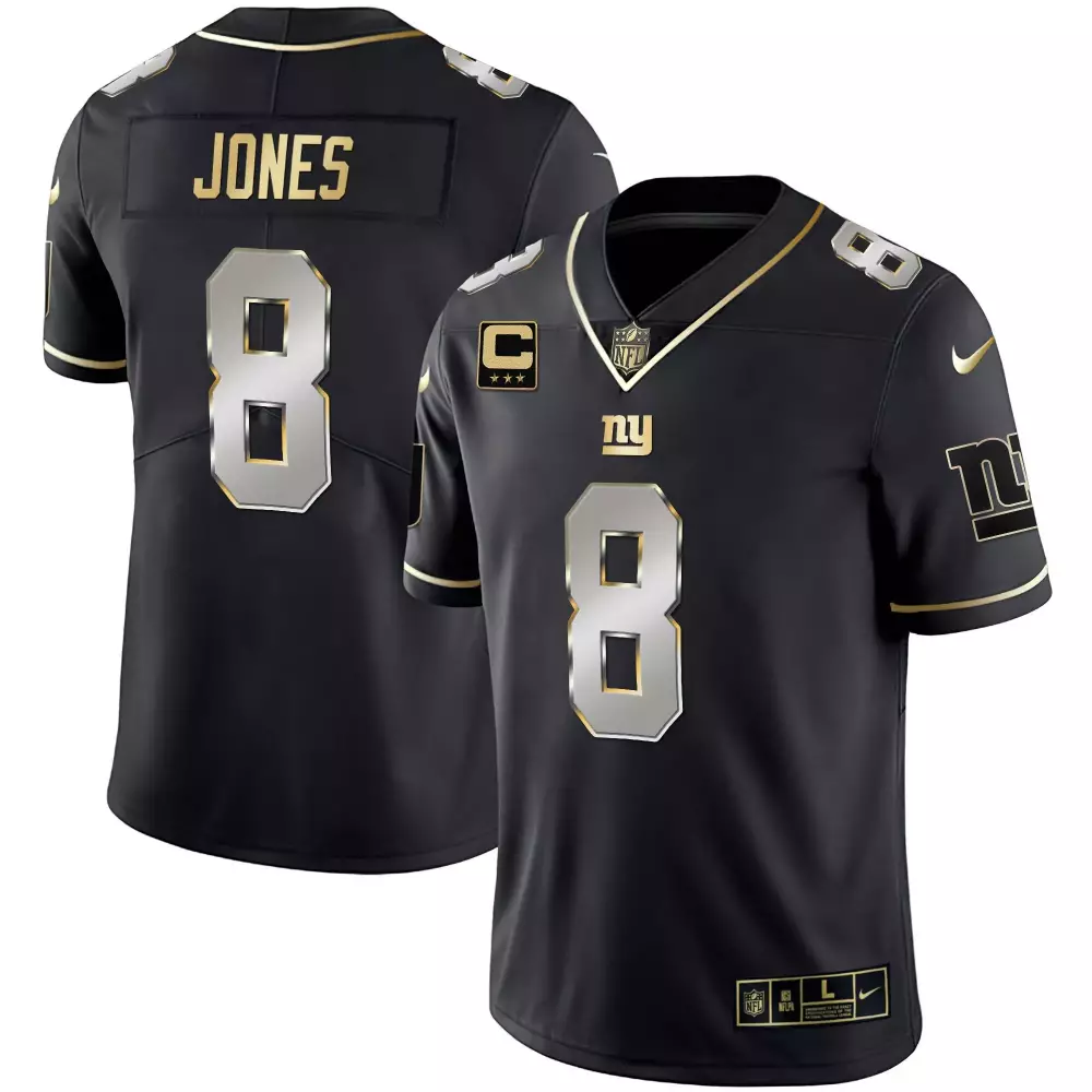 Cam Jones 8 New York Giants Jersey Black Gothic Sin City Men Limited Alternate Gold