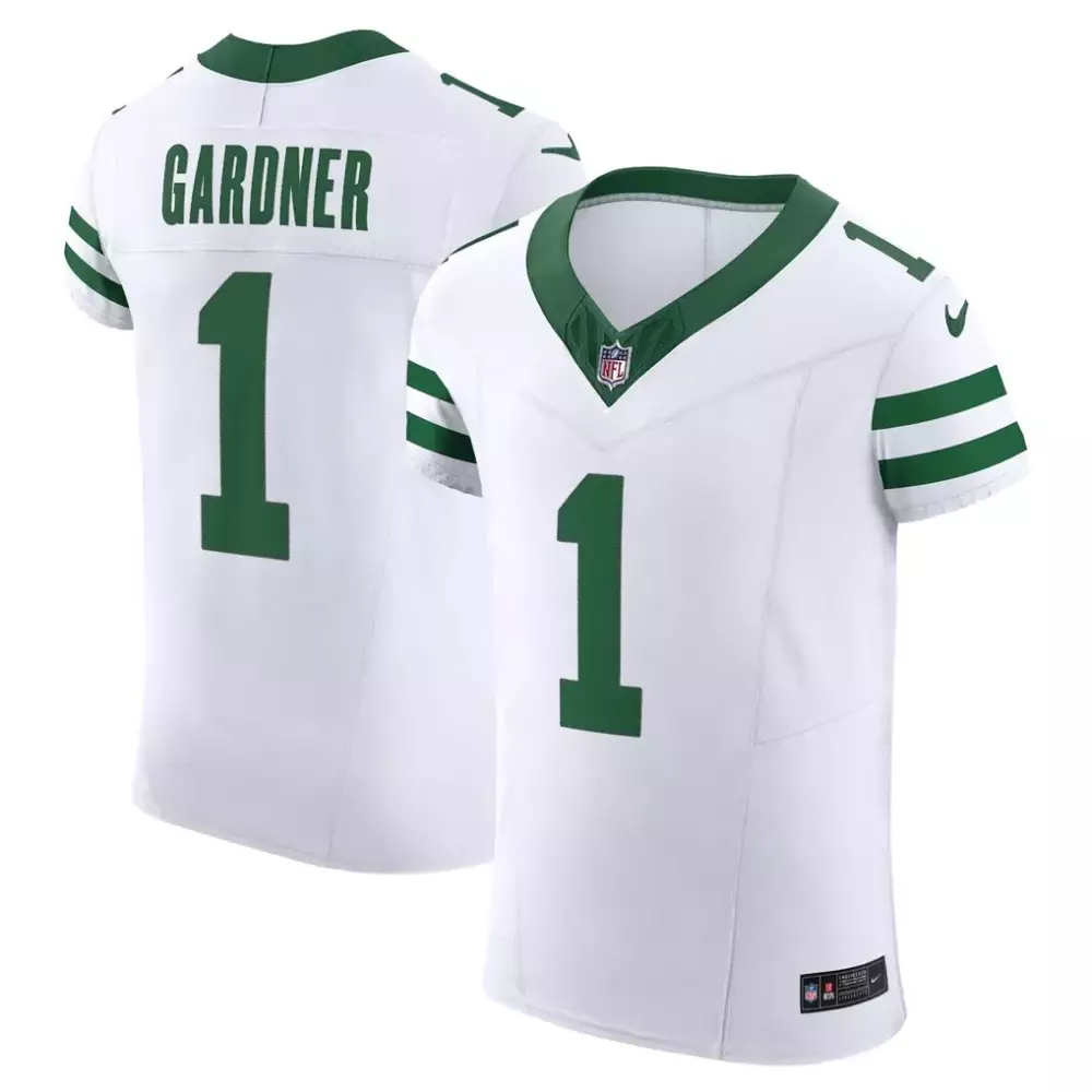 Sauce Gardner 1 New York Jets Jersey White Men Authentic Alternate Green Vapor Elite