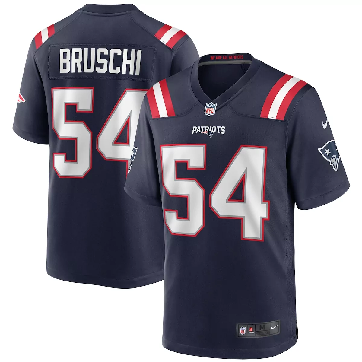 Tedy Bruschi 54 Jersey Navy Blue New England Patriots Men Authentic Red White Game