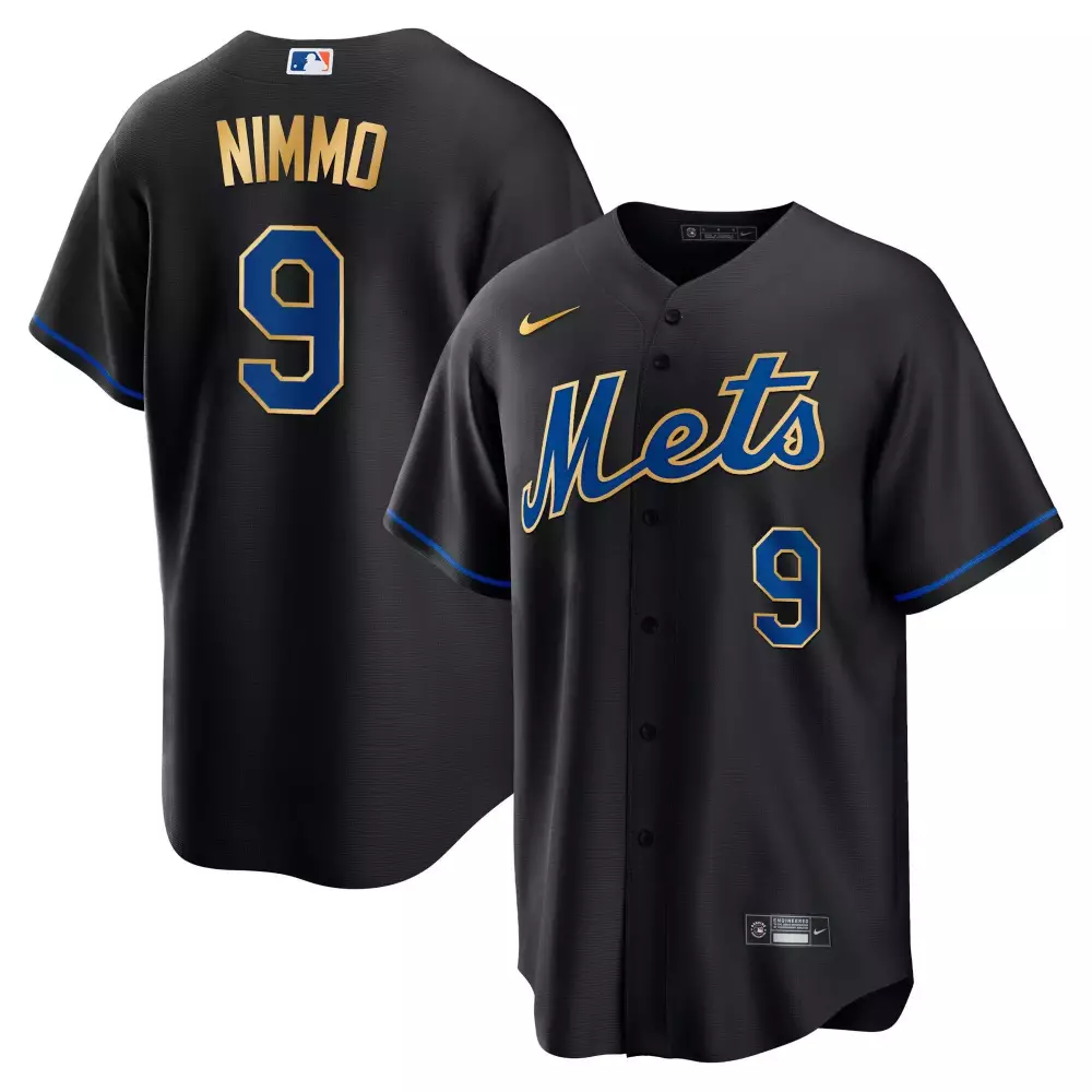 Brandon Nimmo 9 New York Mets Jersey Black City Connect Men Authentic Custom Design