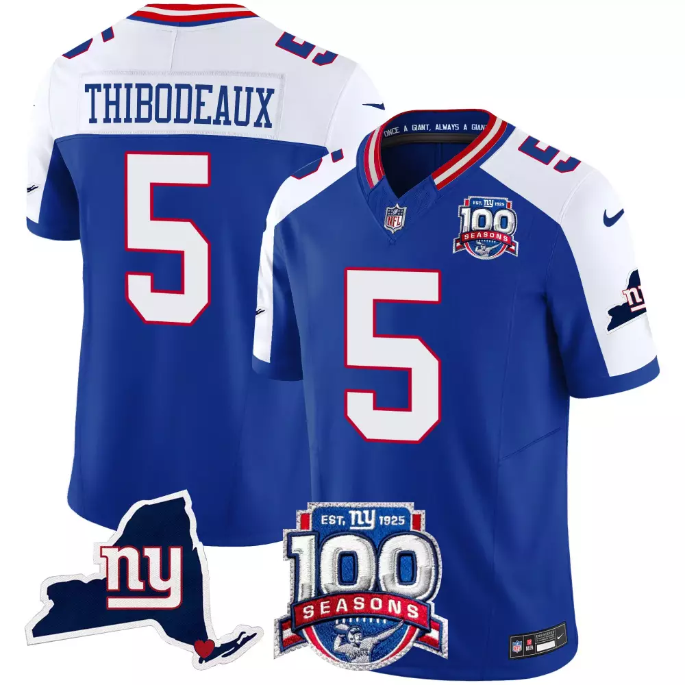 Kayvon Thibodeaux 5 Jersey Royal Blue 100th Season New York Giants 100 Seasons Men