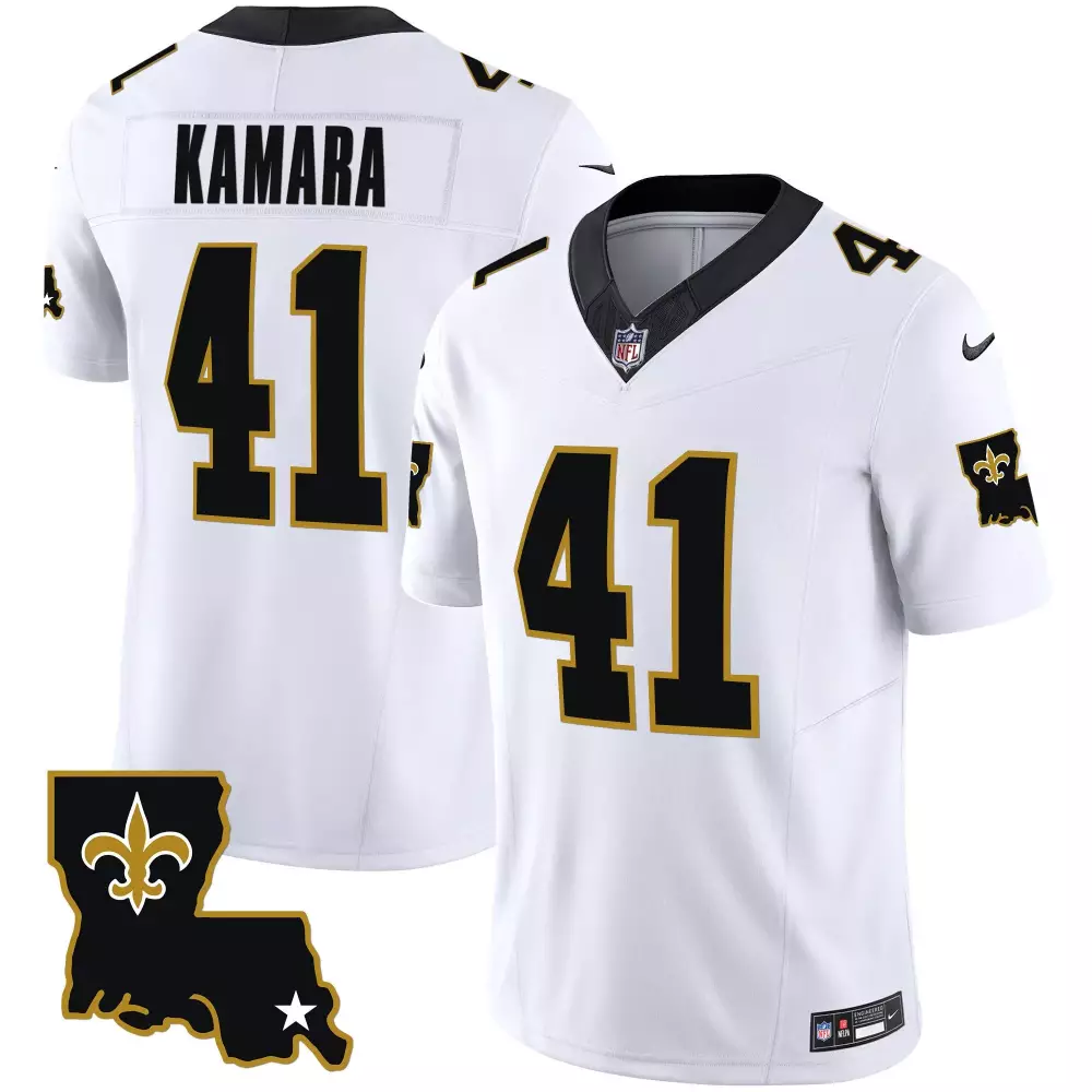 Alvin Kamara 41 Jersey White New Orleans Saints Men Authentic Alternate Black Gold