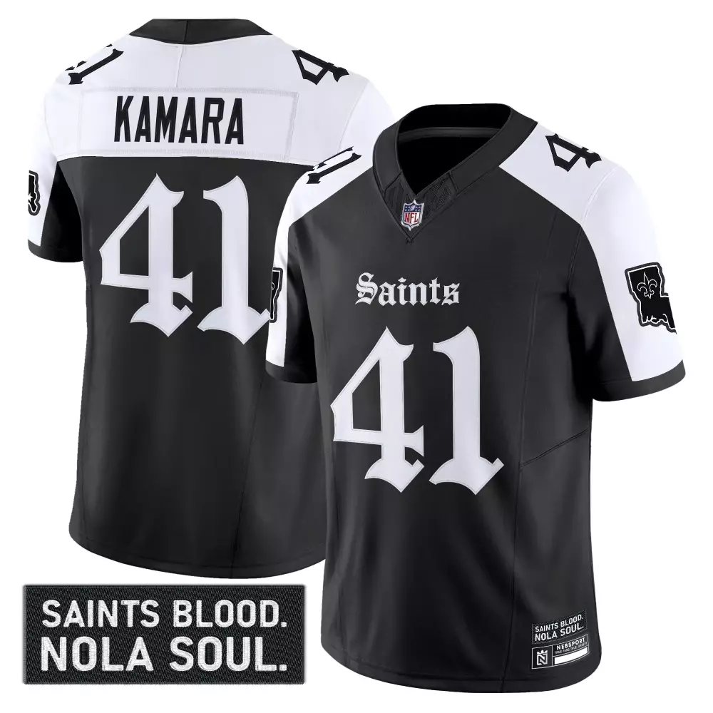 Alvin Kamara 41 Jersey Black Saints Blood. Nola Soul. New Orleans Men Authentic Alternate