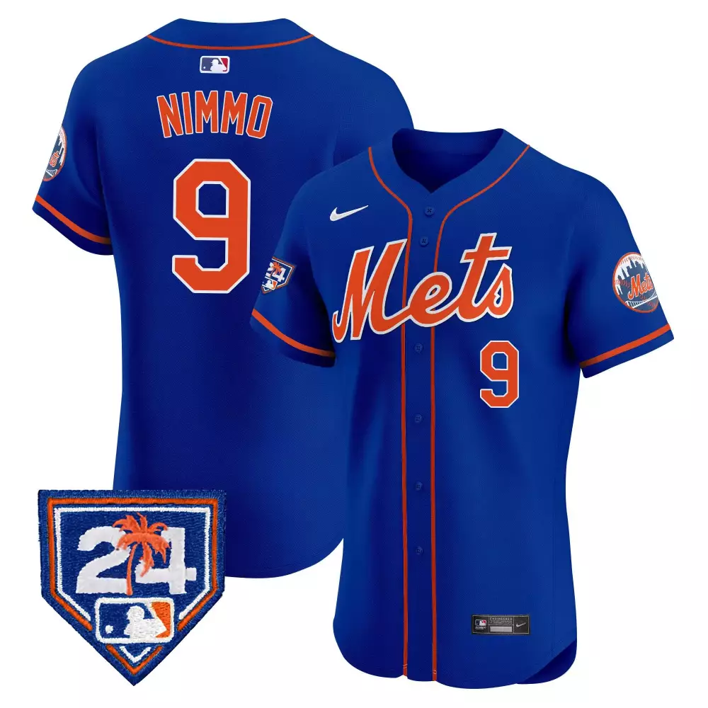 Brandon Nimmo 9 New York Mets Jersey Royal Blue City Connect Men Authentic Custom Design
