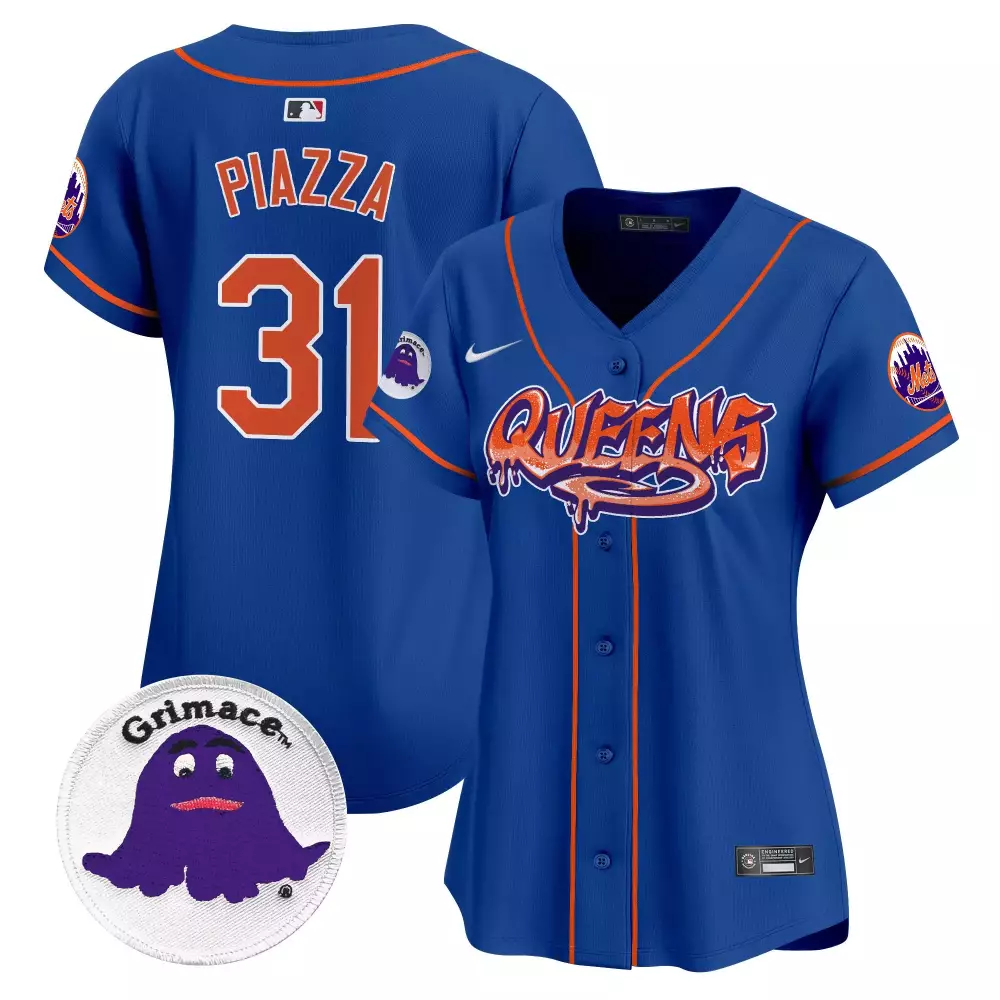 Mike Piazza 31 New York Mets Jersey Blue Grimace Women Authentic Orange Vapor Premier