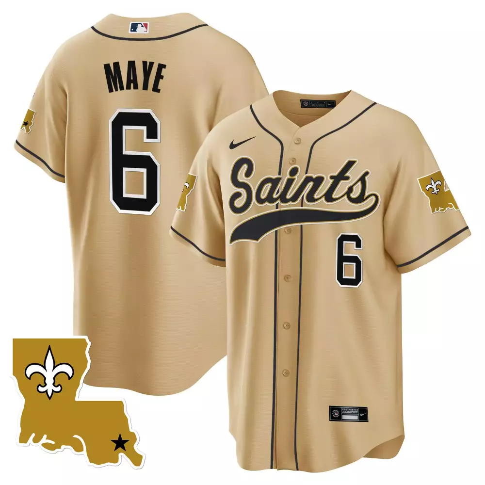 Drake Maye 6 New Orleans Saints Jersey Tan City Connect Men Authentic Alternate Custom Design